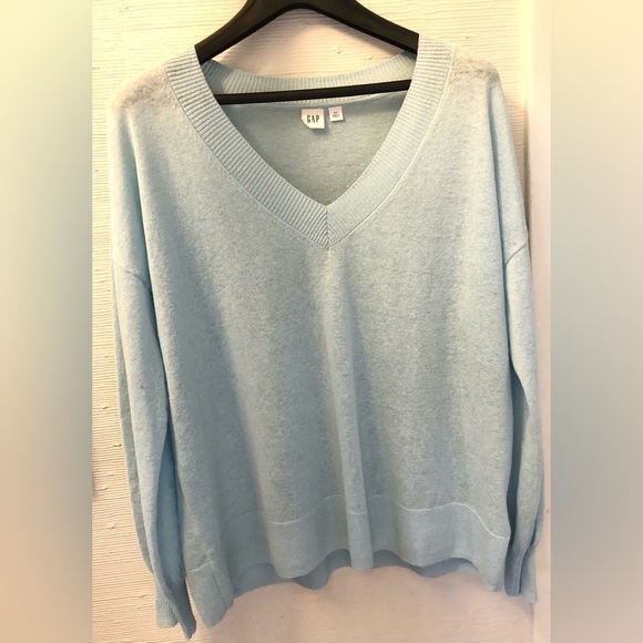 GAP FACTORY LINEN BLEND VNECK LONG SLEEVE SWEATER - Picture 2 of 15